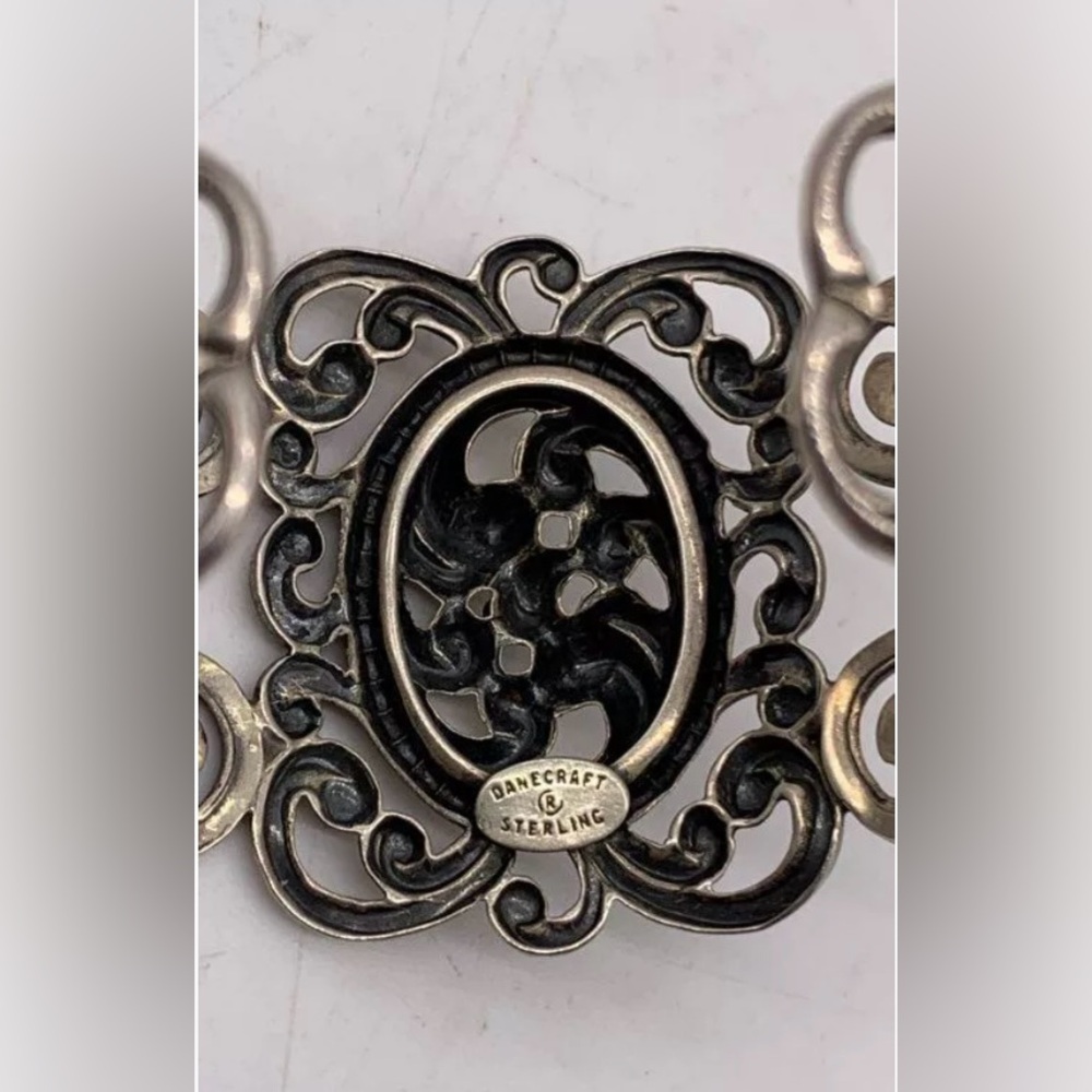 Sterling Silver Vintage Danecraft Filigree Art Nouveau Cuff Bracelet 6 inch - Picture 4 of 10